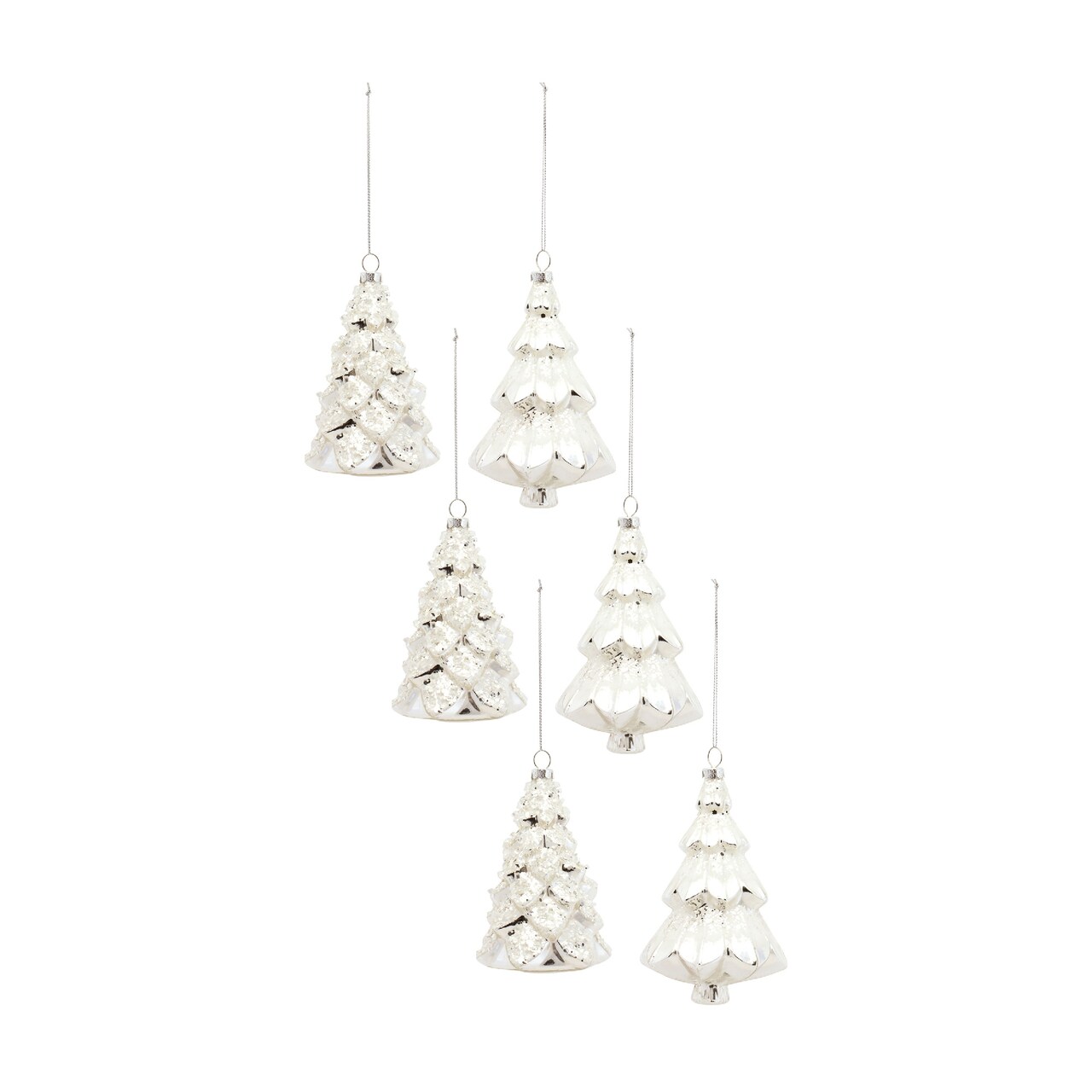 Melrose 6ct Silver Glass Christmas Tree Ornaments 5.75"